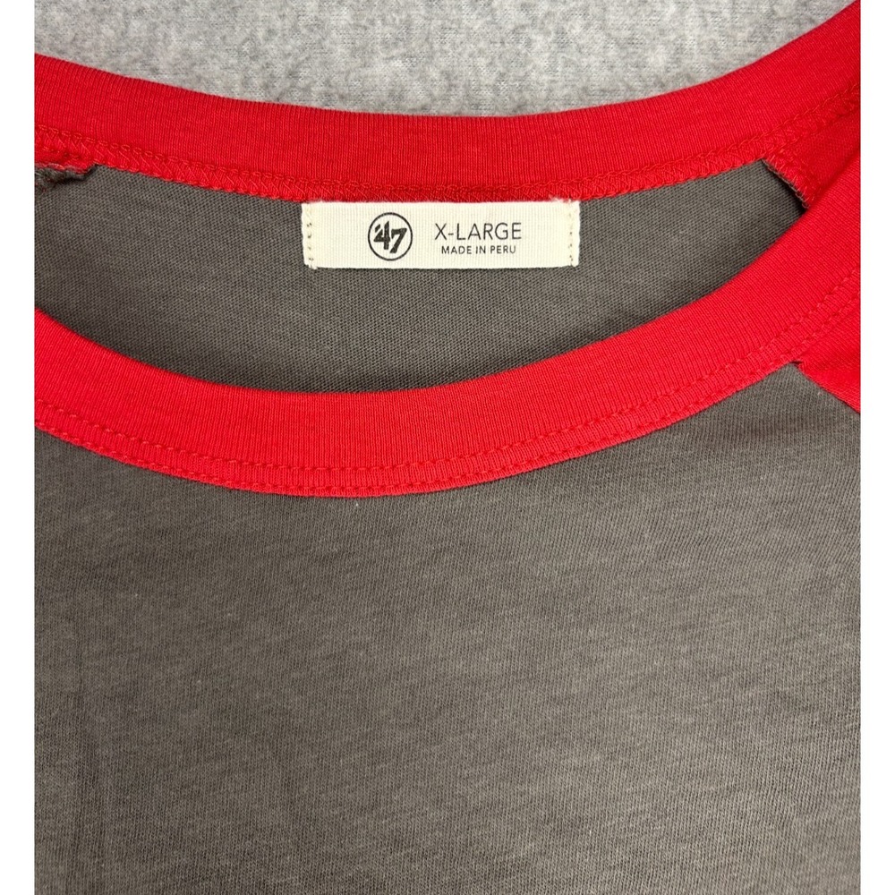 Women's '47 Brand Atlanta Falcons sz XL 3/4 Sleeve Raglan Shirt NFL NWT Gray Red - Picture 3 of 12